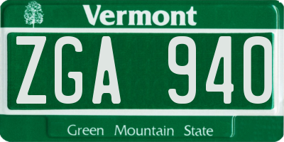 VT license plate ZGA940