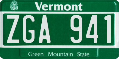 VT license plate ZGA941