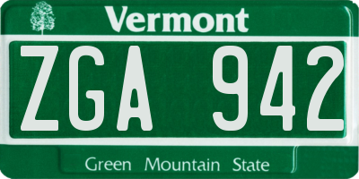 VT license plate ZGA942