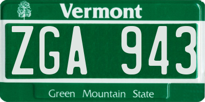 VT license plate ZGA943