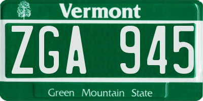 VT license plate ZGA945