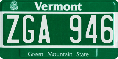 VT license plate ZGA946