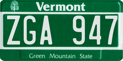 VT license plate ZGA947