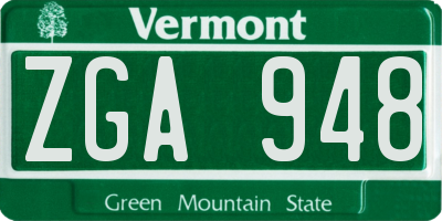 VT license plate ZGA948