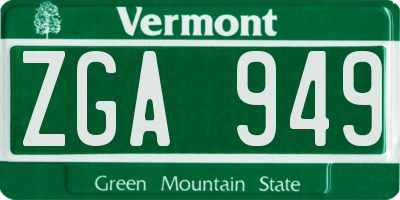 VT license plate ZGA949