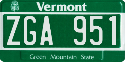 VT license plate ZGA951