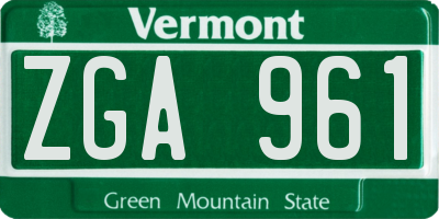 VT license plate ZGA961