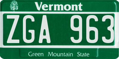 VT license plate ZGA963