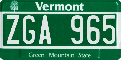 VT license plate ZGA965