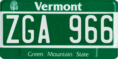 VT license plate ZGA966
