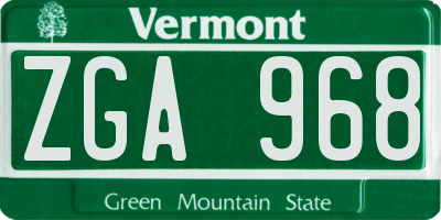 VT license plate ZGA968