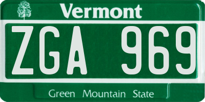 VT license plate ZGA969