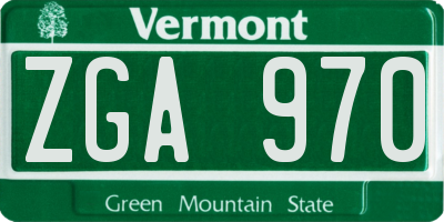 VT license plate ZGA970