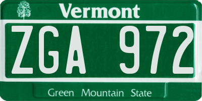 VT license plate ZGA972