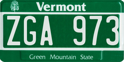 VT license plate ZGA973