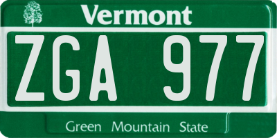 VT license plate ZGA977