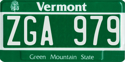VT license plate ZGA979