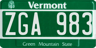 VT license plate ZGA983