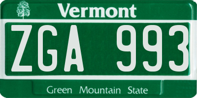 VT license plate ZGA993