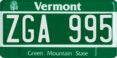 VT license plate ZGA995