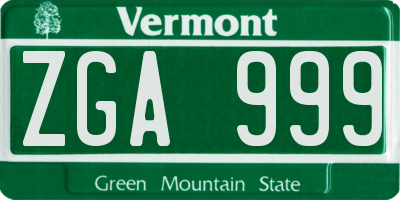 VT license plate ZGA999