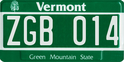 VT license plate ZGB014