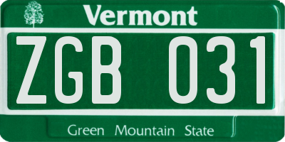 VT license plate ZGB031