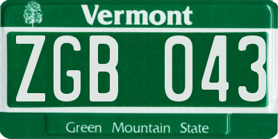 VT license plate ZGB043