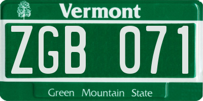 VT license plate ZGB071