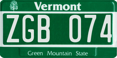 VT license plate ZGB074