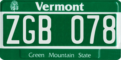 VT license plate ZGB078