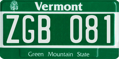 VT license plate ZGB081