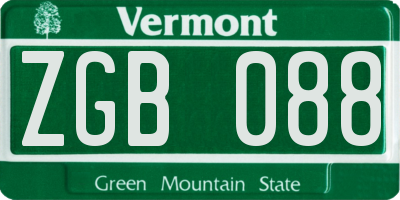 VT license plate ZGB088