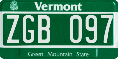 VT license plate ZGB097