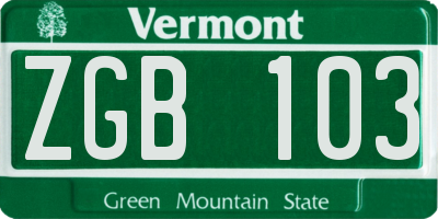 VT license plate ZGB103