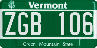 VT license plate ZGB106