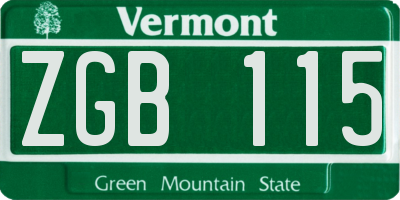 VT license plate ZGB115