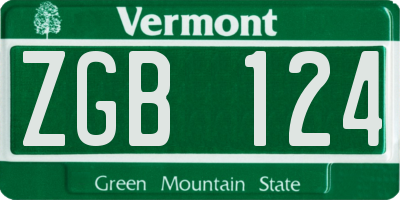 VT license plate ZGB124