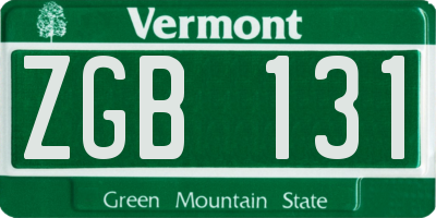 VT license plate ZGB131