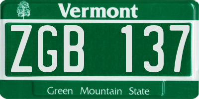VT license plate ZGB137