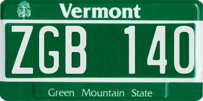 VT license plate ZGB140