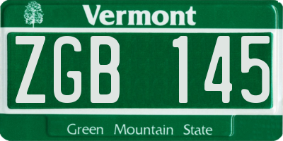 VT license plate ZGB145