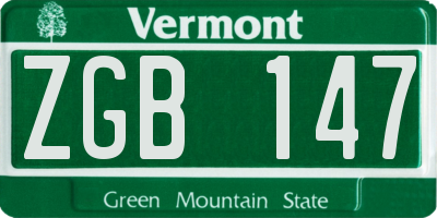 VT license plate ZGB147