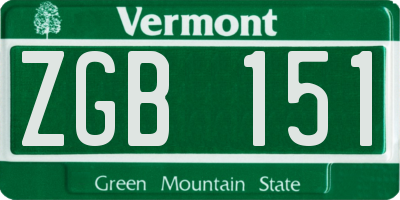 VT license plate ZGB151