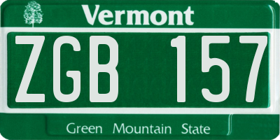 VT license plate ZGB157