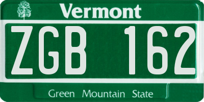 VT license plate ZGB162
