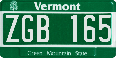 VT license plate ZGB165