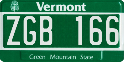 VT license plate ZGB166