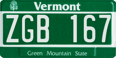 VT license plate ZGB167