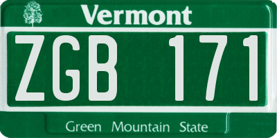 VT license plate ZGB171